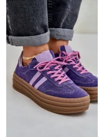 Zazoo N1068S4 Dámské semišové sneakersy na platformě tmavě fialové