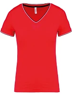 Kariban K 394 Dámské piqué tričko s V výstřihem 20.K394 red/navy/white Kariban K 394 Dámské piqué tričko s V výstřihem 20.K394 red/navy/white
