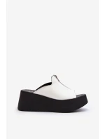 Zazoo 2916 Dámské Žabky na Masivní Platformě se Zipem Bílé