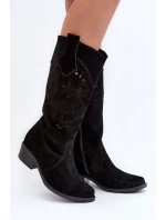 Zazoo 4043 Semišové Černé Boty S Nízkým Podpatkem Prodyšné