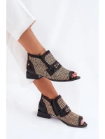 Kožené Dámské Boty S Odkrytými Prsty Maciejka Černobéžové 06934-39/00-1