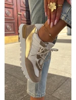 Kožené Polobotky Sneakers Dámské Artiker 56C1738 Bežovo-Zlaté