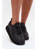 Dámské Kožené Tenisky Na Platformě Big Star OO274573 Hi-Poly System Černé