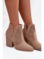 Odkryté dámské kotníkové boty na podpatku S.Barski HY51-060 béžové Odkryté dámské kotníkové boty na podpatku S.Barski HY51-060 béžové