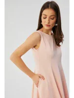 S358 Přiléhavé šaty bez rukávů - pudrové
