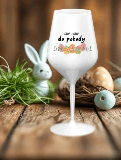 HODY, HODY, DO POHODY - bílá nerozbitná sklenice na víno 470 ml