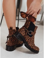 Dámské semišové kozačky s leopardím vzorem FashionStreet ZY1261
