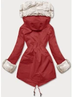 Tmavě červená bunda parka s kožešinovou odepínací podšívkou (5M763-6)
