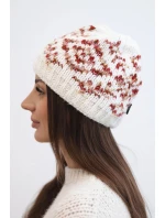 Dámská zimní čepice s barevnými vzory a silným nákrčníkem K353 bílá+červená