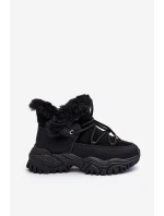 Dámské boty trapery s kožešinou černé Cresandi