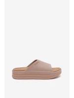 Dámské Pantofle Na Platformě Big Star SS274424 Tmavě Béžové