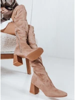 Dámské semišové béžové kozačky FashionStreet ZY1244