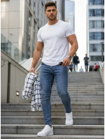 Pánské modré džínové kalhoty slim fit FashionStreet UX4481