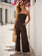 Dámský letní overal se širokými nohavicemi hnědý FashionStreet EY2654