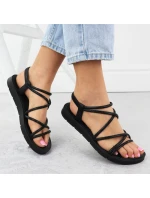 Dámské římské sandály Filippo se zirkony černé DS6884