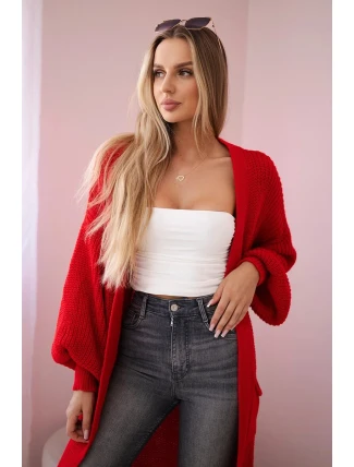 Svetr dlouhý kardigan červený Svetr dlouhý kardigan červený