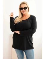 Dámská blůza Plus Size s lodičkovým výstřihem černá