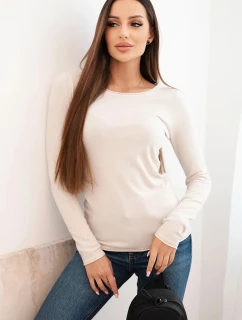 Dámský viskózový svetr s kulatým výstřihem a přiléhavým střihem béžový