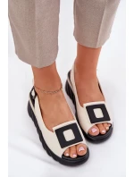 Kožené Dámské Sandály Na Klínu s Dekorací Artiker 56C1570 Béžové