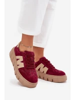 Semišové Dámské Tenisky Na Platformě Vinceza 79561 Bordové
