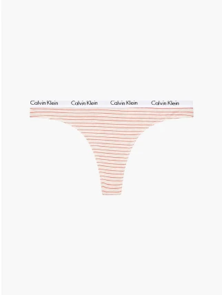 Tanga D1617E - WAN - béžová s proužkem - Calvin Klein
