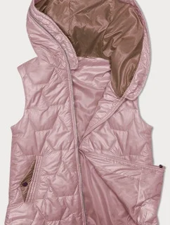 Tenká dámská vesta ve špinavě růžové barvě se zlatým zipem S'West (B8229-52)