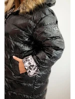 Dámská bunda Plus Size s kapucí a kožešinou černá Dámská bunda Plus Size s kapucí a kožešinou černá