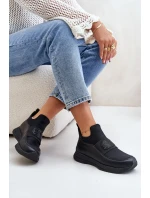 Sportovní Boty Na Platformě Kožené Černé Artiker 55C0035