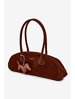 Kožená kabelka Bageta s přívěskem jezevčíkem Camel Annette