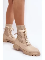 Dámské světle béžové šněrovací kotníkové boty Gentiana Dámské světle béžové šněrovací kotníkové boty Gentiana