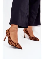 Dámské lodičky s leopardím vzorem Vinceza – hnědé