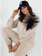 Dámská béžová mikina FILAN s výstřihem FashionStreet BY1259 Dámská béžová mikina FILAN s výstřihem FashionStreet BY1259