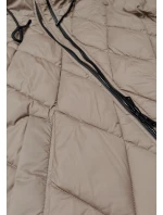 Dlouhá béžová dámská zimní bunda s kapucí Libland (7832)