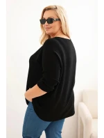 Dámský svetr plus size s lodičkovým výstřihem černý