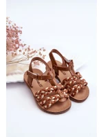 Dětské sandály na suchý zip s pruhy Hněde Sammy