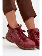 Dámské kozačky s teplým kožíškem z eko kůže bordové Ulverina