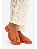 Dámské pantofle na plochém podpatku oranžové Lorania