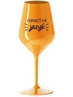 CHRASTÍ MI JAZYK - oranžová nerozbitná sklenice na víno 470 ml CHRASTÍ MI JAZYK - oranžová nerozbitná sklenice na víno 470 ml