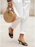 FashionStreet hnědé kožené dámské žabky ZY1389