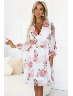 388-3 FRANCES šifonové obálkové šaty s dlouhým rukávem - MALVES 388-3 FRANCES šifonové obálkové šaty s dlouhým rukávem - MALVES