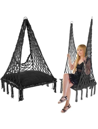 Závěsná sedačka DRAGON HAMMOCK 60x60x115 cm s polštářem DARK GREY