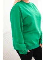 Dámská mikina s okrouhlým výstřihem Plus Size bavlněná basic zelená
