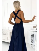 509-1 Elegantní dlouhé šaty s několika vazbami - ZELENÉ