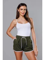 Dámské šortky v khaki barvě s kontrastní lemovkou (8K208-29) Dámské šortky v khaki barvě s kontrastní lemovkou (8K208-29)