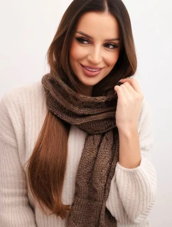 Dámský klasický vlněný šátek s copánkovým vzorem KN22 mocca