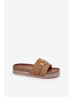 Dámské Pantofle Se Zlatým Detailem Na Platformě S Třpytkami Camel Eanes