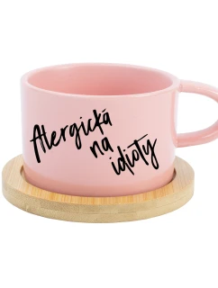 ALERGICKÁ NA IDIOTY - růžový hrníček makronka 200 ml
