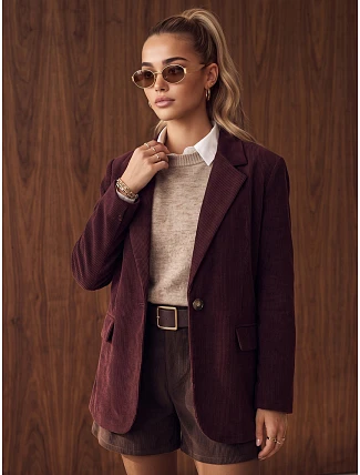 Dámská cordurová bunda v barvě lilku FashionStreet PY0159 Dámská cordurová bunda v barvě lilku FashionStreet PY0159