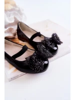 Dziecięce Wsuwane Czarne Balerinki Jelly