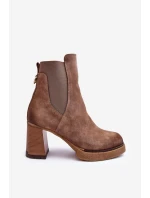 Kůže Botky Na Sloupku Hnědé Liresa